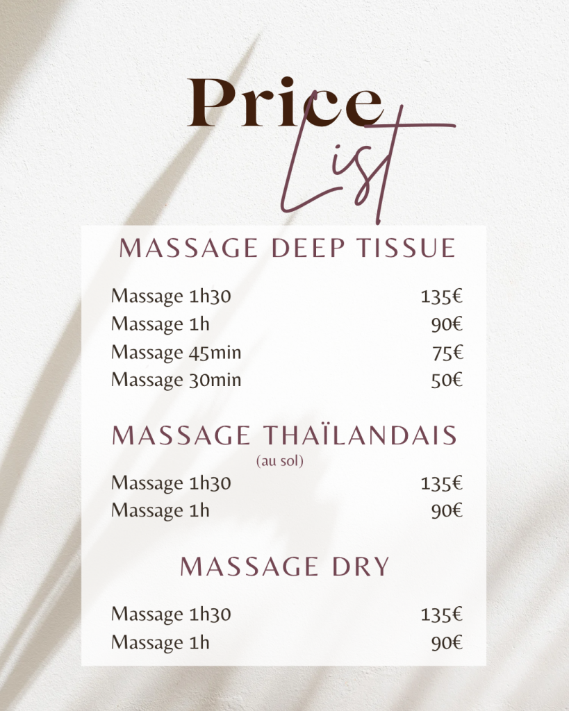 Massages Bien-être Price list (1080 × 1350 px)